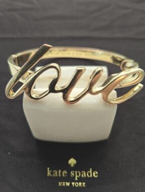 Kate Spade 'Love' Script Gold Bangle Bracelet